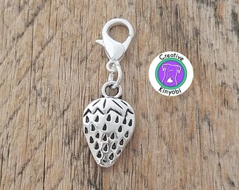 Strawberry clip-on charm, double sided strawberry zipper charm charm, double sided fruit charm with clasp, Fast Shipping from USA