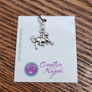 Silver horse charm, double sided  horse bracelet charm, zipper pull, equestrian charm on lobster clasp, Fast Shipping from USA CS417