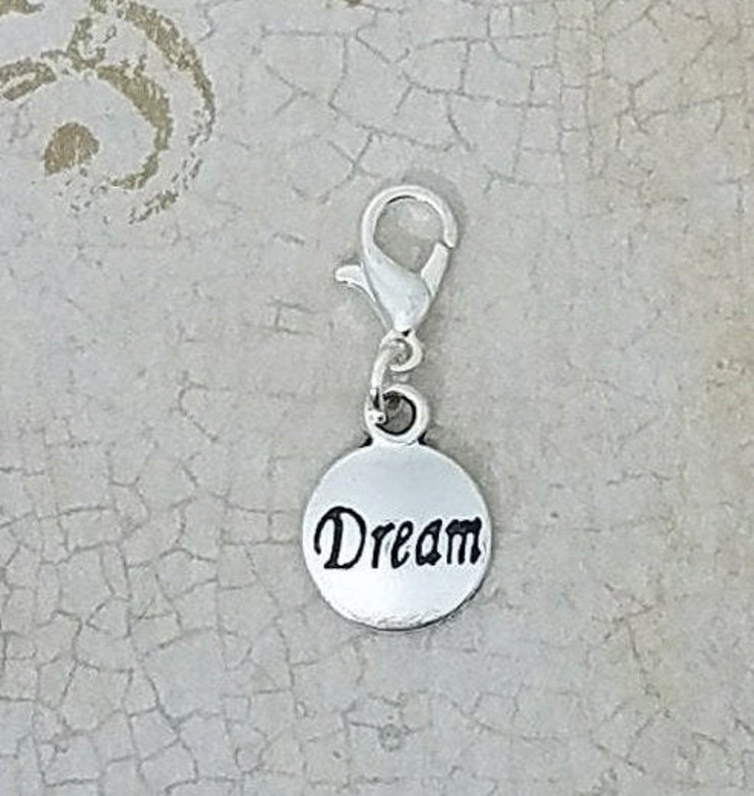 Dream Charm, Dreaming Bracelet Charm, Silver Dream Zipper Charm