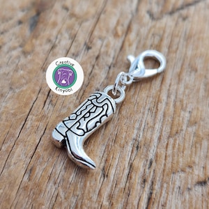 Cowboy Boot Charm, Double-Sided Zipper Clip, Western Cowgirl Jewelry