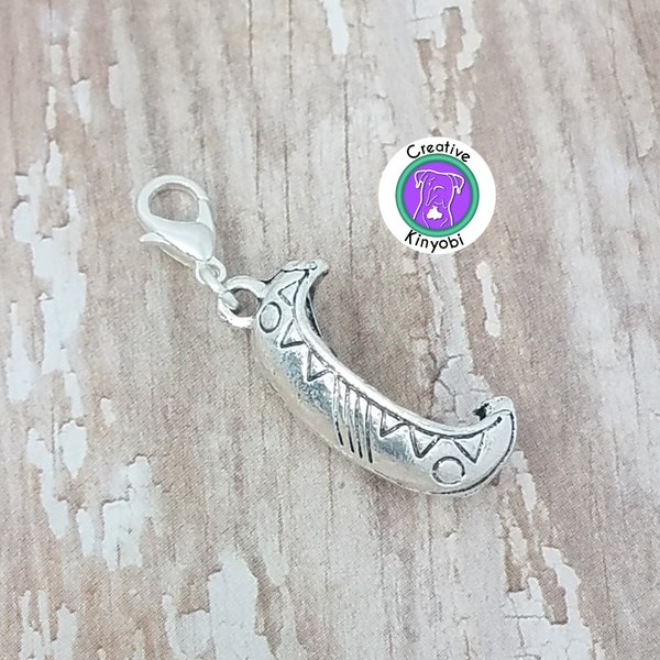 Canoe charm, canoe bracelet charm, lake boat zipper charm charm, skiff charm on clasp, boat marker, Fast Shipping from USA CS549