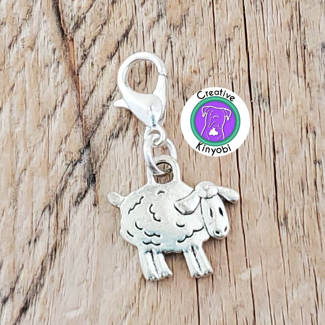 Adorable Sheep Charm, Lamb Bracelet Charm, Double Sided Sheep Zipper