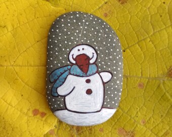 Snowman Pebble Art - Etsy