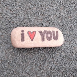Painted rocks, Painted pebbles, pebble art, hand painted rocks, painted stones - I love you text, painted heart pebbles, love painted rock