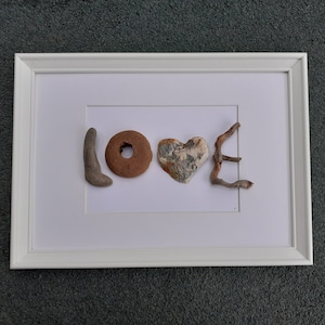 Pebble art - LOVE, wall decor, pebbles art, pebble picture, rock art, stone art, 3D picture, wall art