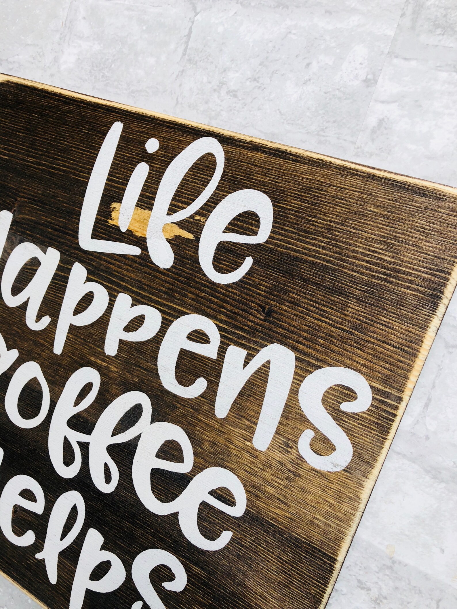 Life happens coffee helps rustic wood sign expressive decor | Etsy