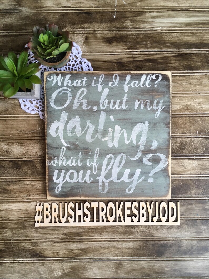 What if I fall Peter Pan Quote rustic wood sign expressive Etsy