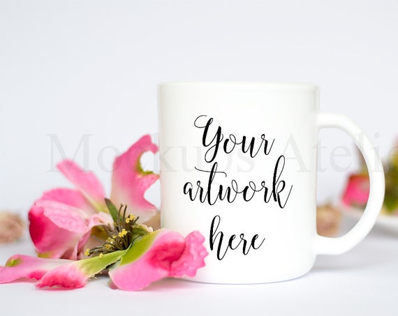 50% Off Sale White Mug Mockup With Flowers Ma034 50% Off Sale White Mug Mockup With Flowers Ma034