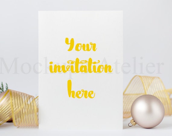 50% Off Sale Mockup With Card And Christmas Balls 50% Off Sale Mockup With Card And Christmas Balls