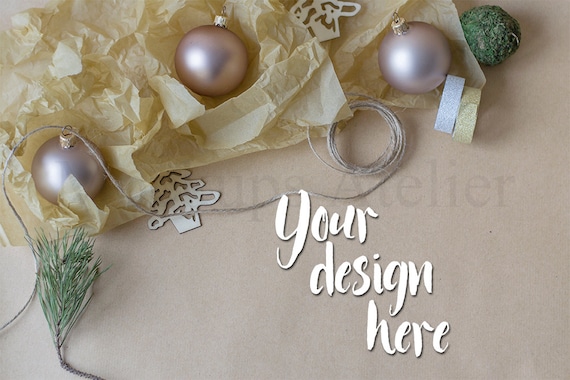 50% Off Sale Christmas Mockup With Paper And Balls 50% Off Sale Christmas Mockup With Paper And Balls