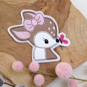 Embroidery file deer embroidery motif fawn with butterfly doodle 10x10 - 4x4 inches