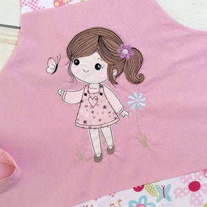 Embroidery file girl with butterfly on the flower meadow doodle application 16x26