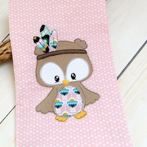 Embroidery file embroidery motif boho owl with feather Doodle 10x10 - 4x4 inch