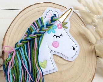 3D embroidery file unicorn head doodle unicorn with wool mane horse application pony 16x26
