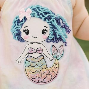 刺繍ファイル マーメイド刺繍モチーフ ウールヘアのマーメイド 3D 落書きアプリケーション 16x26