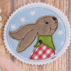 Archivo de bordado con forma de conejo, botón, garabato, cabeza de conejito, conejita, 10 x 10 - 4 x 4 pulgadas