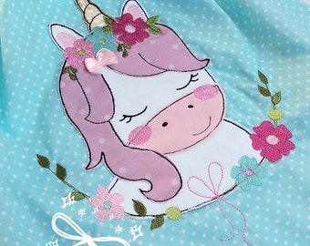 2 embroidery files boho unicorn embroidery file doodle horse unicorn head with flowers 13x18 - 5x7 inch