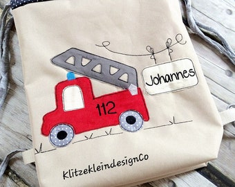 2x Stickdateien Stickdatei Feuerwehrauto Doodle Feuerwehr Auto Fahrzeug Applikation 18x30 - 7x12 Zoll