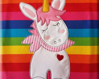 Stickdatei, Stickmotiv, Doodle, Einhorn, Pferd, Glitzer Einhorn, Applikation,  10x10 - 4x4 Zoll