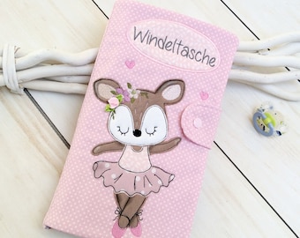 ITH Stickdatei Taschendeckel / Taschenklappe von der Windeltasche "Ballerina" 18x30 / 7x12 Zoll