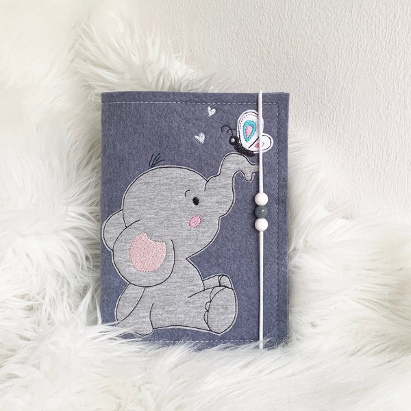 Stickdatei Elefant mit Schmetterling Doodle Stickmotiv Herz  16x26