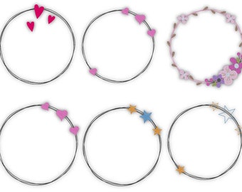 6 x Embroidery files: Wreath, Heart, Star, Border, Flowers, Button Set 13x18 - 5x7 inches