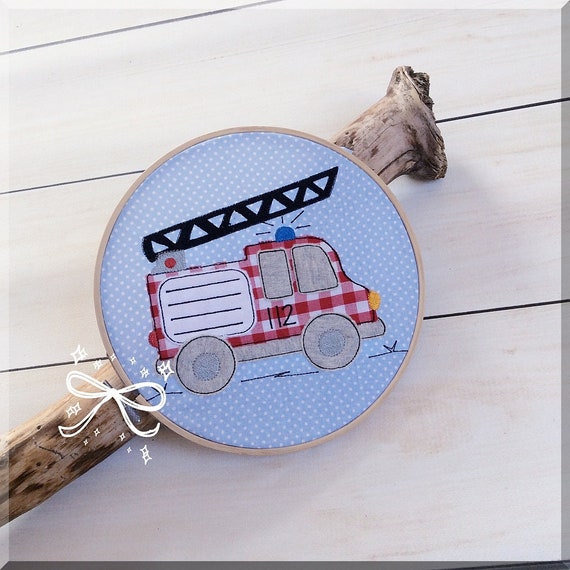 Fire truck Doodle embroidery file 13x18 16x26 18x30-3 sizes in one set Fire brigade