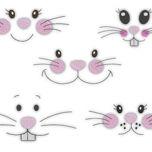 5x Stickdateien Set Stickdatei Hase Gesichter Stickmotiv Hasengesicht Osterhase 10x10 4x4 Zoll Bild 2