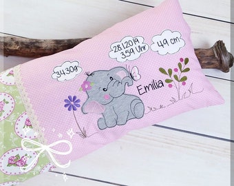 7x Stickdateien Set Stickdatei Elefant mit Blumen und Wolken Doodle zur Taufe Geburt Nameskissen Geburtskissen  13x18 - 5x7 Zoll