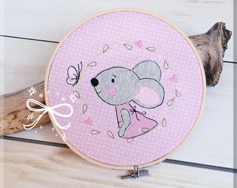 Embroidery file, embroidery motif, embroidery, mouse, little mouse, button, doodle, butterfly, 18x30 / 7x12 inches