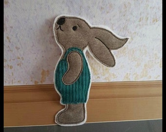 Fichier de broderie, motif de broderie, broderie, doodle, lapin, lapin, applique à franges, applique machine, 10x10 / 4x4 pouces