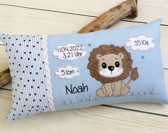 Embroidery file, embroidery motif, lion, doodle, for pillows, baptism, birth, with clouds, 18x30 / 7x12 inches
