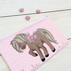 Embroidery file boho horse embroidery motif flowers pony doodle appliqué 13x18 - 5x7 inches