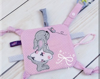 ITH embroidery file, embroidery file, in the hoop, security blanket, quick blanket, baby, blanket, bunny girl, 18x30 x 7x12 inches