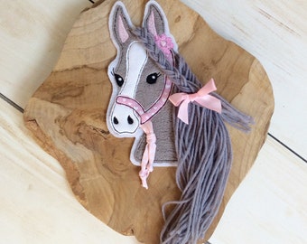 3D embroidery files horse head set embroidery file doodle horse with woolly mane and halter horse with halter and flower 13x18 - 5x7 inches