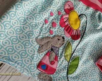 Stickdatei Hasenmädchen im Kleid Stickmotiv Hase mit Blume Doodle Herz Applikation  13x18 - 5x7 Zoll