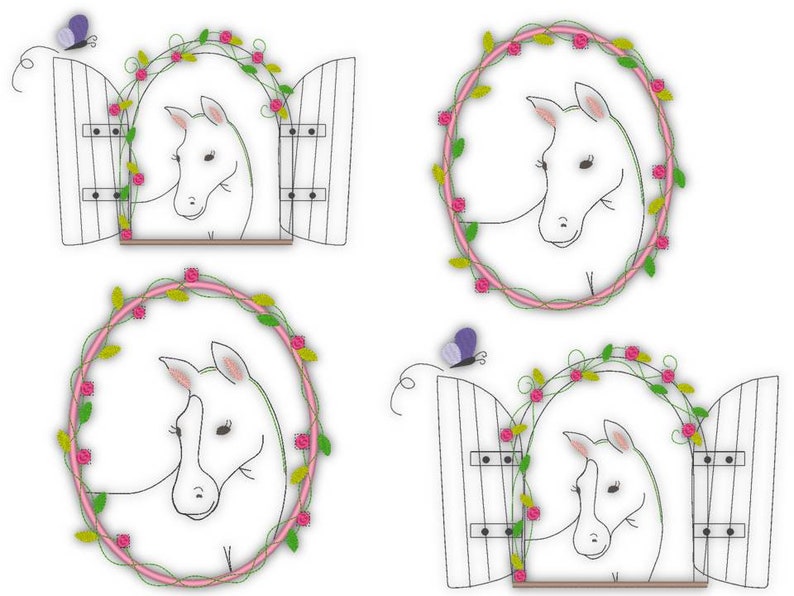 4 embroidery files, embroidery file, embroidery motif, horse love, horse, horse head, set, 13x18 5x7 inches image 5