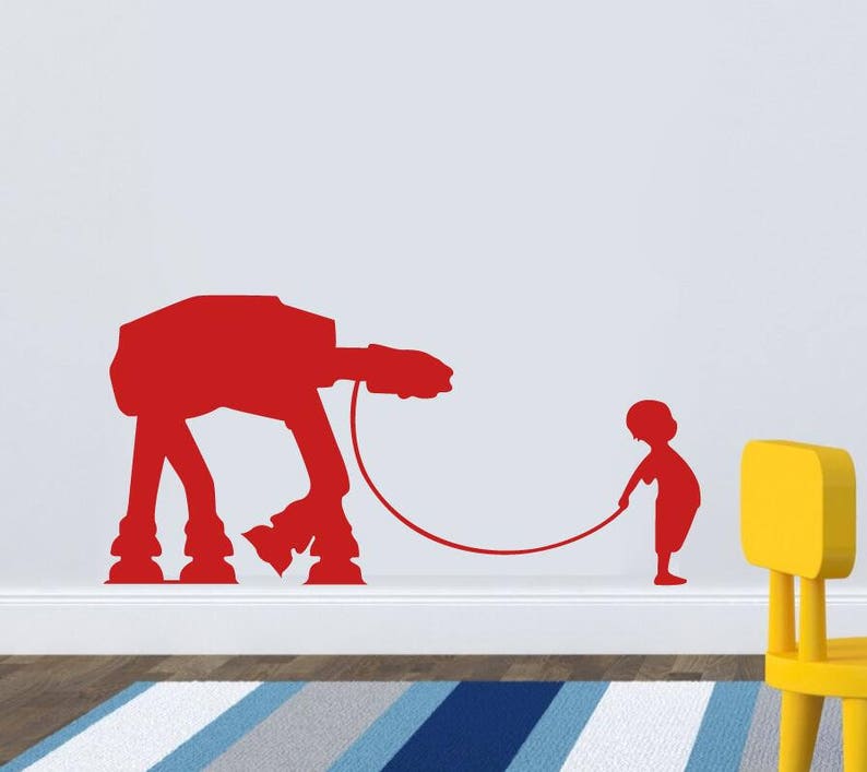 At vinyl decal A Boy and His At At Wall Decal Star Wars decal-Boys Room Decal Star Wars wall decal
