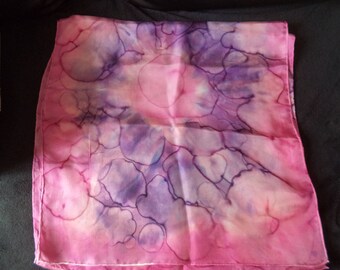 Pink and purple silk scarf handpainted 180 cm x 45 cm