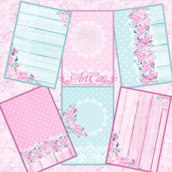 Pink Flower card, Printable journal card,Journal tags, Flowers Cards, Envelopes, Ethno, Scrapbook, digital paper, Love Digital paper