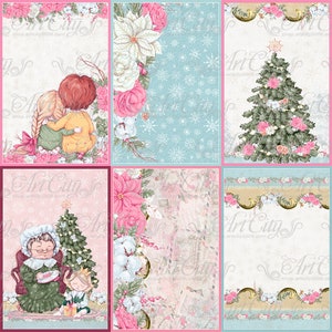 Sweet Christmas card, Printable journal card,Journal tags, Christmas Cards Envelopes, winter Scrapbook, digital paper Xmas Digital paper