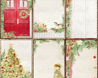 Christmas Children card, Printable journal card,Journal tags, Christmas Cards Envelopes, winter Scrapbook, digital paper Xmas Digital paper