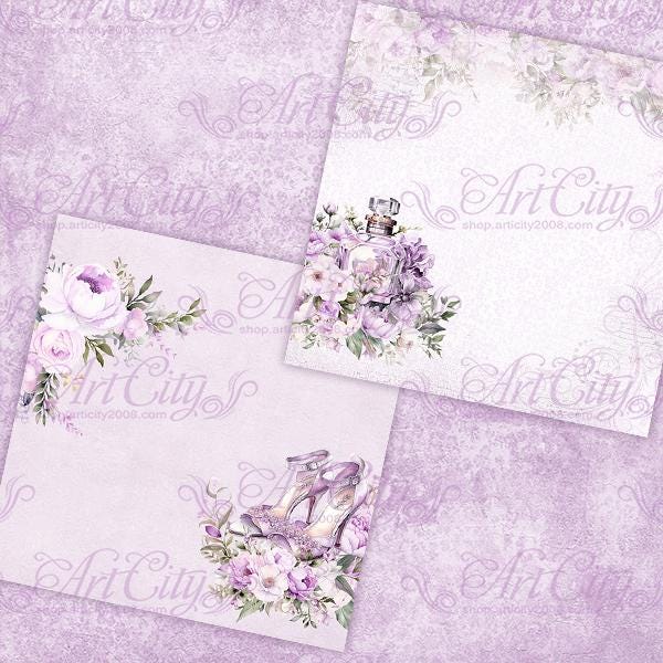 Lavender Magic Digital Paper Pack for Scrapbooking, Card Making and ...