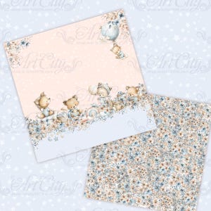 Dreamy Foxes Baby Scrapbook Paper Pack, Cute Woodland Fox Digital Papers, Pastel Nursery Backgrounds image 4