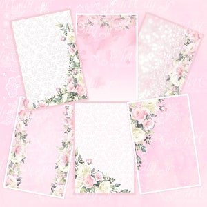 Pink Flower card, Printable journal card,Journal tags, Flowers Cards, Envelopes, Ethno, Scrapbook, digital paper, Love Digital paper