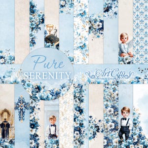Pure Serenity – Carta digitale blu per progetti di scrapbooking e per bambini