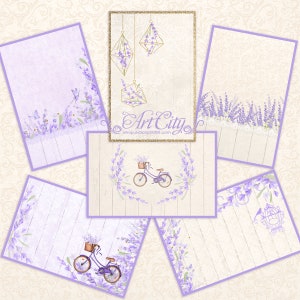 Tarjeta de lavanda, Tarjeta de diario imprimible, Etiquetas de diario, Tarjetas, Sobres, Coches azules, Álbum de recortes, papel digital, Papel digital para bebés