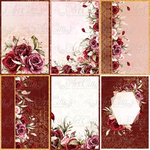 Cartões românticos papel digital flor de casamento scrapbook fundo paixão ornamento floral imprimível padrões diy adesivos suprimentos planejador