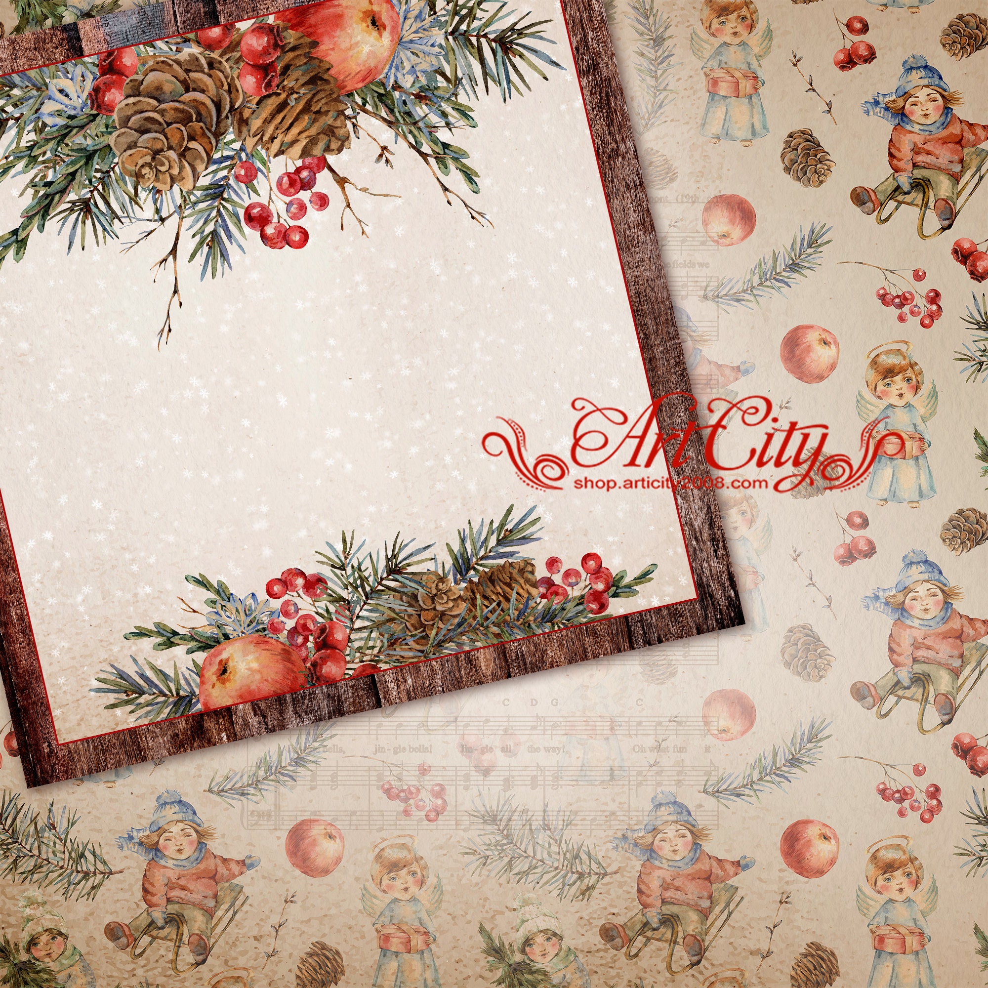 Vintage Weihnachten Digital Papier rot Scrapbook Holz Winter Etsy