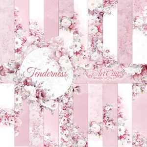 Pacchetto di carta digitale Tenderness – Sfondi floreali rosa pastello
